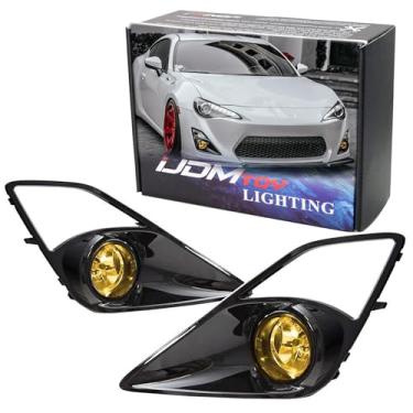 Imagem de iJDMTOY Kit completo de farol de neblina amarelo JDM 3000K JDM para Scion FR-S 2013-2016 com tampas de bisel de alto brilho e chicote de relé completo com interruptor