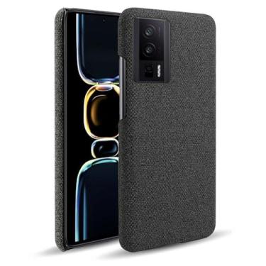 Imagem de Capa para Xiaomi POCO F5 Pro 5G,Capa desenhada em lona,Case Protetora Ultrafina com Empunhadura Macia,Design em Tecido Antichoque e Antiarranhões-Black