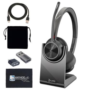 Imagem de Fone de ouvido sem fio Poly Voyager 4320 UC e suporte de carregamento – fones de ouvido estéreo com microfone boom com cancelamento de ruído + estação de carregamento + adaptador USB-C para A + dongle