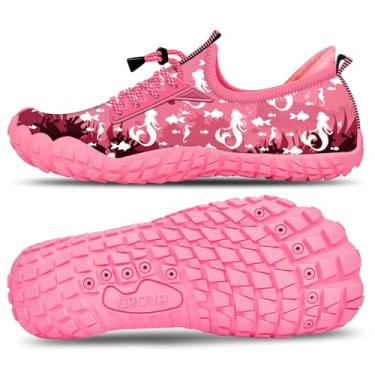 Imagem de CROVA Tênis infantil para esportes aquáticos, ultraleve, totalmente drenagem, secagem rápida, meias aquáticas sem cadarço para meninos e meninas, Sereia branca, 22 BR