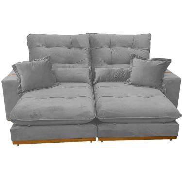 Imagem de Sofá Kioto 4 Lugares Retrátil e Reclinável Tecido Veludo 250cm Kasacomigo Cor Cinza