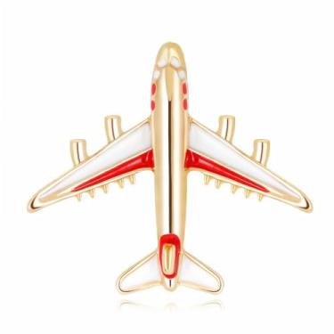 Imagem de Broche de avião criativo esmaltado vermelho azul avião avião pequeno broche de lapela para mulheres homens comissário de bordo aviador piloto viajante feriado vestido terno chapéu bolsa acessórios