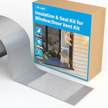 Imagem de Air Jade Camada de isolamento de alumínio para kit de ventilação de janela, isolamento térmico e vedação, com proteção de malha de saída de ar para manter fora folhas e detritos, para kit de janela CA