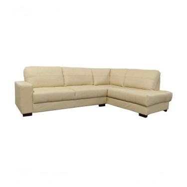 Imagem de Sofá De Couro Canto Marrocos 3 Lugares Com Chaise Direita Manteiga Pigmentado - Mempra Design