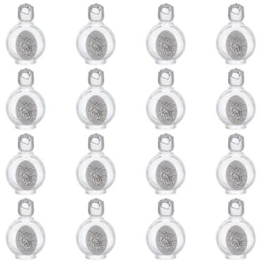 Imagem de WEBEEDY 16 garrafas de água benta de vidro de 15 ml, garrafas decorativas vazias em relevo, igreja, para Páscoa, Halloween, casa, casamento, batismo, decoração (prata, São Miguel Arcanjo)