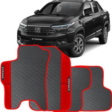 Imagem de Lindo jogo tapete carro automotivo vermelho fiat strada nova 2019 a 20