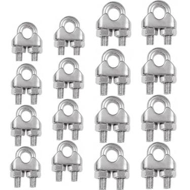 Imagem de Gzingen Grampo de cabo de aço inoxidável M6 3/40.6 cm M4 de 1/10.2 cm, prendedor de sela de parafuso U - 16 peças