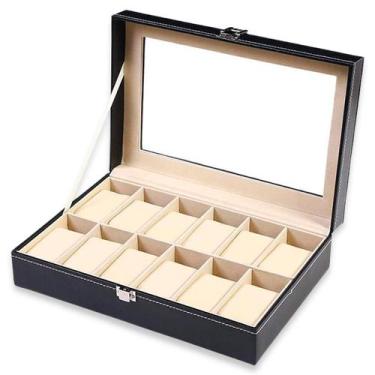 Imagem de Porta Relógios Vitino Heritage 12 Slots Couro PU com Tampa de Vidro - 