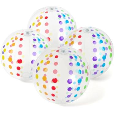 Imagem de LovesTown 4 bolas de praia infláveis, bolas de praia grandes de 40,6 cm coloridas de bolinhas para crianças, aniversário, verão, festa na piscina