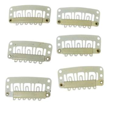 Imagem de Kit 20un Presilha Tic Tac p/ apliques perucas laces branca - Genérica