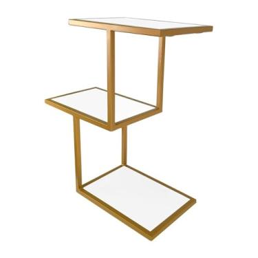 Imagem de Prateleira Nicho Para Decoração de Sala Quarto Canyon - Dourado/branco