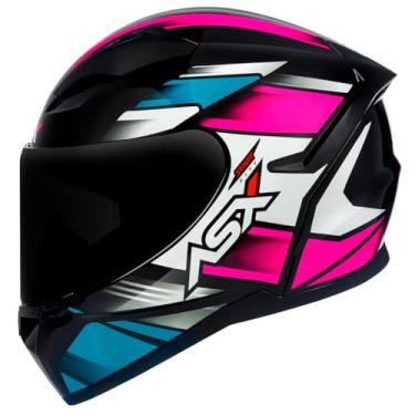 Imagem de Combo Capacete feminino de moto ASX City Start + Viseira Fume original com narigueira e bavete para motociclista e motoboy (58)