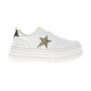 Imagem de Vintage Havana Tênis feminino Hunter com cadarço plataforma e cadarço casual - dourado, Dourado, 38