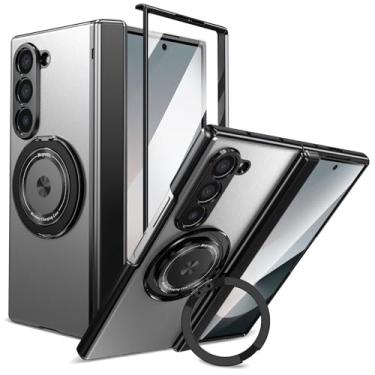 Imagem de HAO RIYLN Capa magnética para Samsung Galaxy Z Fold6, capa de telefone ultrafina à prova de choque com suporte de suporte, capa de carregamento sem fio, cinza, Z FOLD6