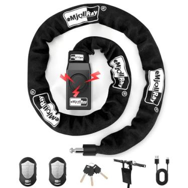 Imagem de Cadeado de corrente de bicicleta com alarme, trava de scooter E de 1,2 m, alarme antifurto, 110dB 8 mm, corrente de segurança, resistente, com cabo USB C e 3 teclas para bicicleta/scooter/motocicleta