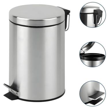 Imagem de Lixeira Inox Redonda Multiuso 12 Litros - Design Moderno e Durável