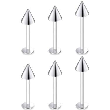 Imagem de Ruifan ASTM F136 titânio bochecha piercing joia barra 14G rosca externa plana língua anéis bola titânio labret corpo piercing jóias para mulheres homens 14 mm 16 mm 19 mm