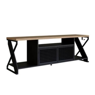 Imagem de Rack Estilo Industrial para Tv até 60" com Iluminação em Led RGB P1033 Preto/Mel