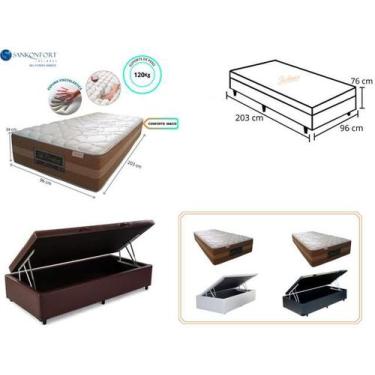 Imagem de Conjunto Cama Box Baú Solteiro King Americano + Colchão  Le Confort 96