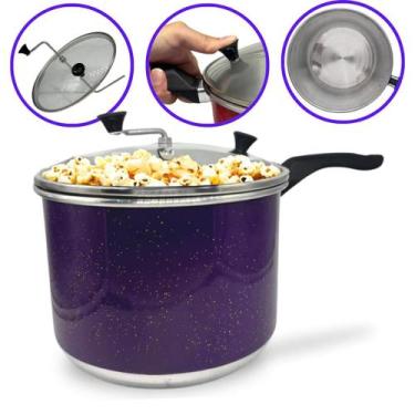 Imagem de Pipoqueira N20 Roxo Alumínio com Tampa de Vidro 4 Litros - Aluminio AM