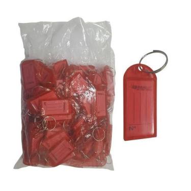 Imagem de Pacote Com 100 Unidades Chaveiro Porta Etiqueta Vermelho - Ideal