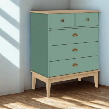 Imagem de Cômoda 5 Gavetas com Pés em Madeira Colonial Movel bento - Mel/Olivia