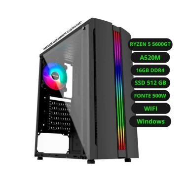 Imagem de Computador CPU Gamer AMD Ryzen 5600GT 16GB DDR4 SSD 512GB Fonte 500w Bivolt Windows