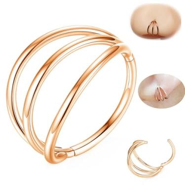 Imagem de ORANGELOVE 16G 11 mm dobradiça de aço cirúrgico 316L ouro rosa segmento argola tripla anéis de nariz argola cartilagem argola sem costura articulada clicker piercing de orelha para hélice, tragus