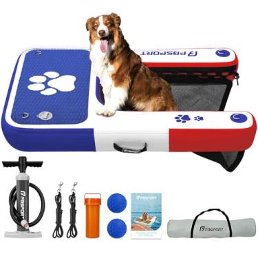 Imagem de FBSPORT Rampa de barco inflável para cães, doca flutuante, escada de rampa de água para piscina, barco, escada flutuante de eva antiderrapante, rampa de piscina para cães de até 220 libras, rampa de