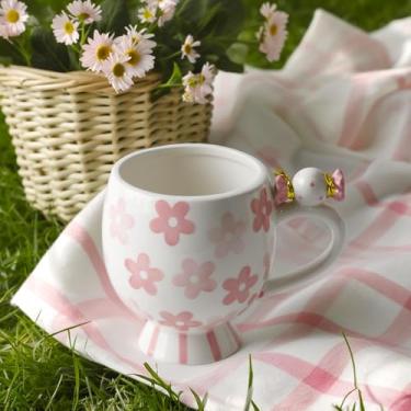 Imagem de DIF DECO Caneca de cerâmica em forma de doce fofa, caneca de férias exclusiva com alça xícara de cacau quente perfeita para amantes de chá e café, presentes para amigos da família ou crianças 340 g