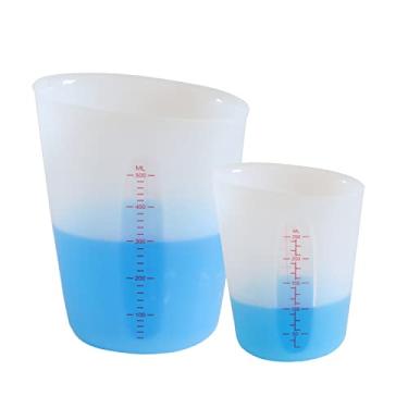 Imagem de Copos medidores de silicone, copos grandes de mistura flexíveis de 500 ml e 250 ml, 2 xícaras de cozimento para resina epóxi, faça você mesmo, fabricação de joias, cozinha
