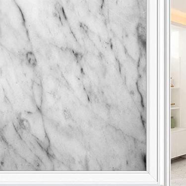 Imagem de Película de janela de privacidade de mármore, textura de estilo mármore, filme de vidro para sala de estar e escritório em casa, L90 x C 190 cm