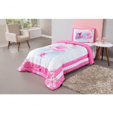 Imagem de Kit Edredom Plush Fofinho Infantil Dupla Face Dream 2 Peças Solteiro Bailarina