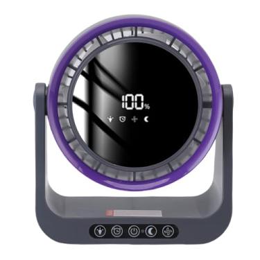 Imagem de Diydeg Fã de Circulador de Ar, Ventilador de Mesa de Exibição Digital USB Com Controle Remoto, fã Portátil Sem Lâmpada para Desktop para Quarto, Escritório, Cozinha, Viagem (Cinza roxo)