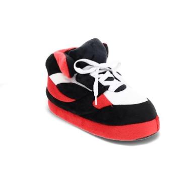 Imagem de Happy Feet Pantufas para homens, mulheres e crianças, Red Black and White, 5.5 Women/4.5 Men