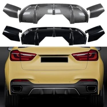 Imagem de Difusor de para-choque traseiro capa de proteção de spoiler de lábio traseiro compatível com X6 F16 M Sport 2014-2019 kit de carroceria acessórios para carro (preto brilhante)