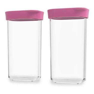 Imagem de Kit Conjunto De 02 Potes Herméticos Mantimentos Acrílico 60 - Helsim, 