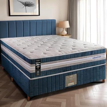 Imagem de Cama Box Casal Colchão + Box 138x188x70 com Molas Ensacadas Robust 220 Azul Cama Inbox