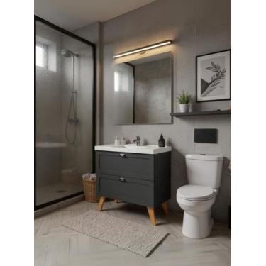 Imagem de Gabinete para Banheiro com Cuba e Espelho 80cm Retro Mdf Milano - On M