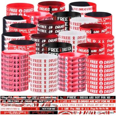 Imagem de Blosssound 400 pulseiras sem drogas fita vermelha suprimentos de conscientização pulseiras de silicone "drogas não são para mim" pulseiras para atividades de caridade pública da semana da fita