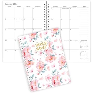 Imagem de Zuozee Agenda mensal A5 2025-2027, calendário mensal de 2 anos, julho de 2025 a dezembro de 2027, agenda de 14 x 21 cm com bobina, perfeita para planejamento de material escolar de escritório - rosa