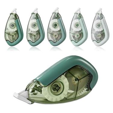 Imagem de Jovanssen Fita corretiva branca, pacote com 5, fita corretiva de 180 metros para escola e escritório, materiais de escrita e materiais de correção. (verde)