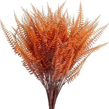 Imagem de 24 peças de plantas artificiais para ambientes externos, samambaias artificiais de Boston, para uso externo, plantas de plástico resistentes a UV (24, vermelho)