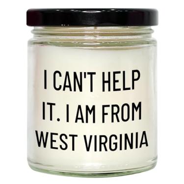 Imagem de Vela de soja de baunilha West Virginia, presente exclusivo para West Virginia, I Can't Help It. I Am from West Virginia, vela de soja de baunilha de 255 g, presente exclusivo dos namorados de amigos