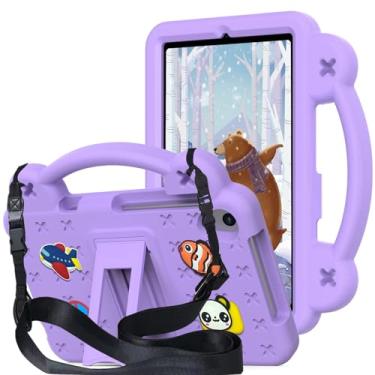 Imagem de Capa infantil para tablet Onn 20.3 cm 4ª geração (modelo: 100135923), mangas protetoras de EVA leves à prova de choque com alça de ombro, suporte e alça para Onn 20.3 cm 4ª geração (modelo 2024), roxo