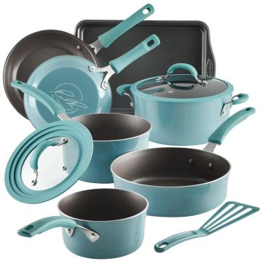 Imagem de Jogo de Panelas 10 peças com Revestimento Antiaderentes, Rachael Ray, Agave Azul