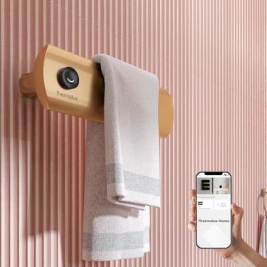 Imagem de Toalheiro Térmico Smart Thermolux ONE-S | Controle por App, Toca Música via Bluetooth, Aquecimento Rápido, Antibacteriano, Display LCD e Wi-Fi (Dourado, 1 Barra)