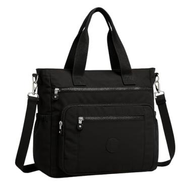 Imagem de Bolsa Feminina Grande Sacola de Ombro Tote Faculdade Trabalho Resistente (Preto)