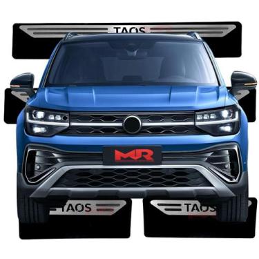 Imagem de Soleira Proteção Porta Aço Inox + Adesivo Poroso Vw Taos - MR