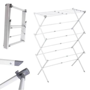 Imagem de Varal Vertical Retrátil De Chão Branco 10 Kilos Portátil - Power Maid